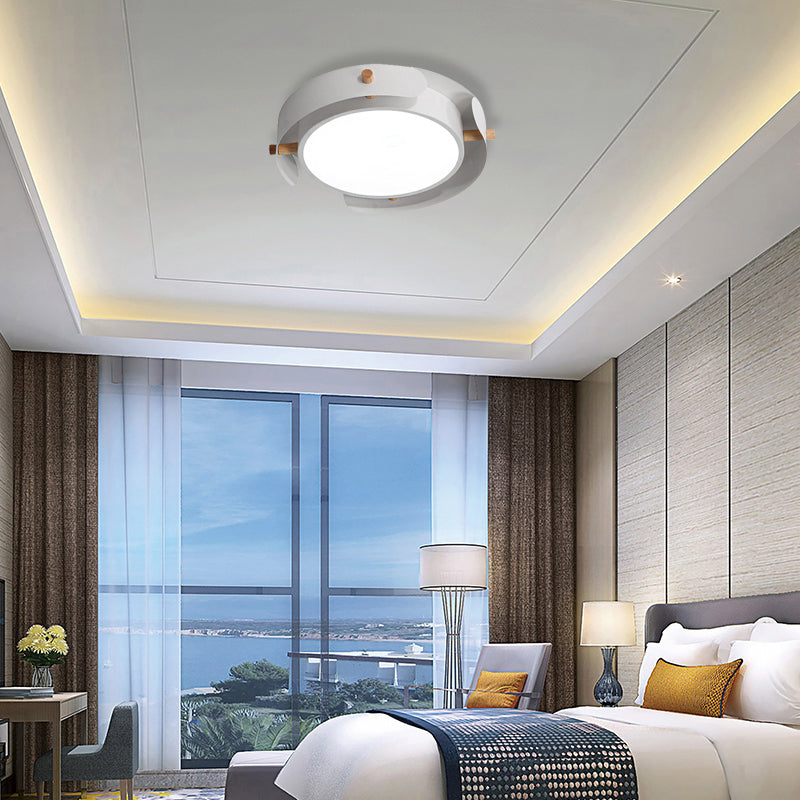 Nordic Acrylic LED Flush Mount Ceiling Light Fixture in White/Distressed White - 16"/19.5" Dia