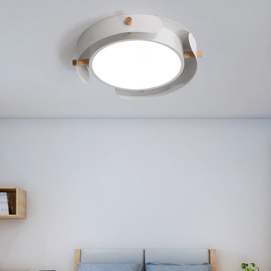 Nordic Acrylic Led Flush Mount Ceiling Light Fixture In White/Distressed White - 16/19.5 Dia