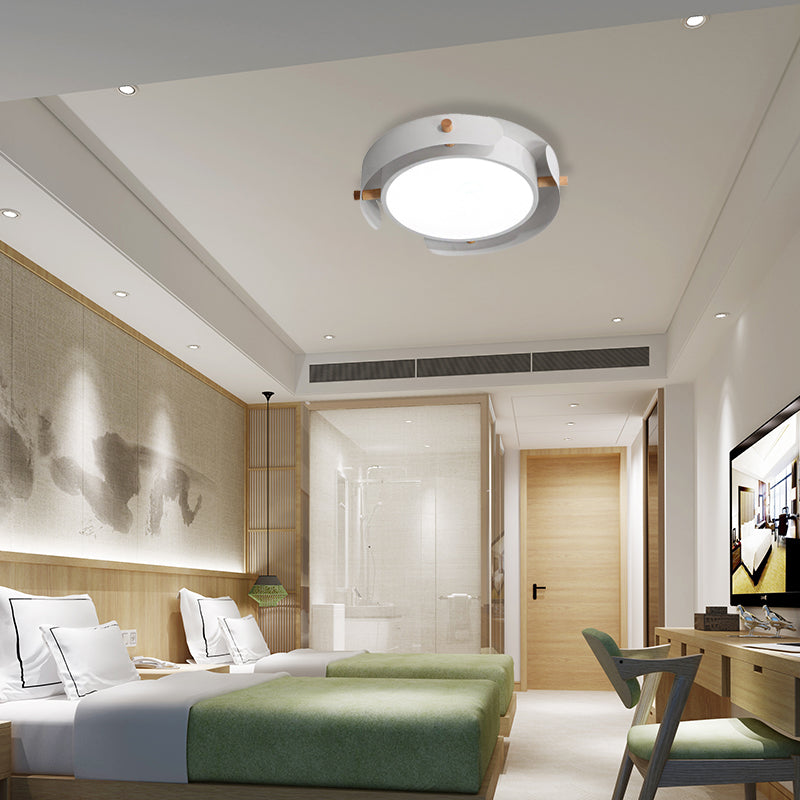 Nordic Acrylic LED Flush Mount Ceiling Light Fixture in White/Distressed White - 16"/19.5" Dia