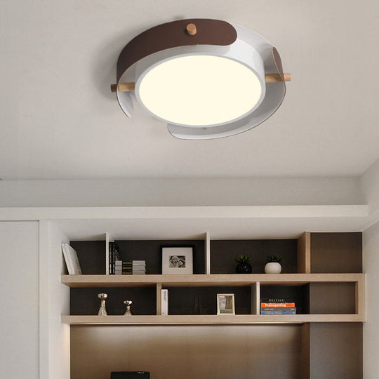 Nordic Acrylic LED Flush Mount Ceiling Light Fixture in White/Distressed White - 16"/19.5" Dia