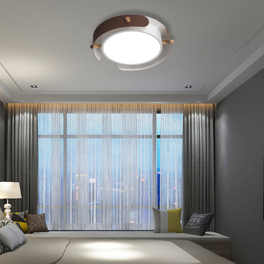 Nordic Acrylic LED Flush Mount Ceiling Light Fixture in White/Distressed White - 16"/19.5" Dia