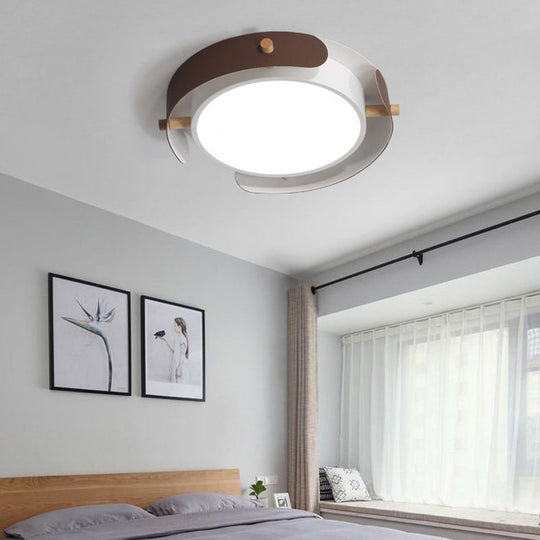 Nordic Acrylic Led Flush Mount Ceiling Light Fixture In White/Distressed White - 16/19.5 Dia