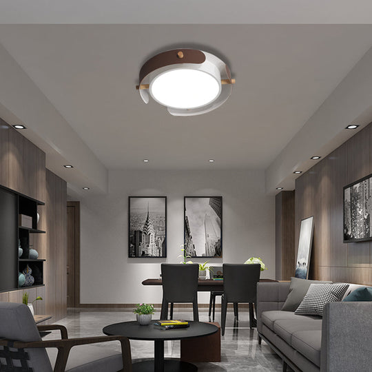 Nordic Acrylic LED Flush Mount Ceiling Light Fixture in White/Distressed White - 16"/19.5" Dia