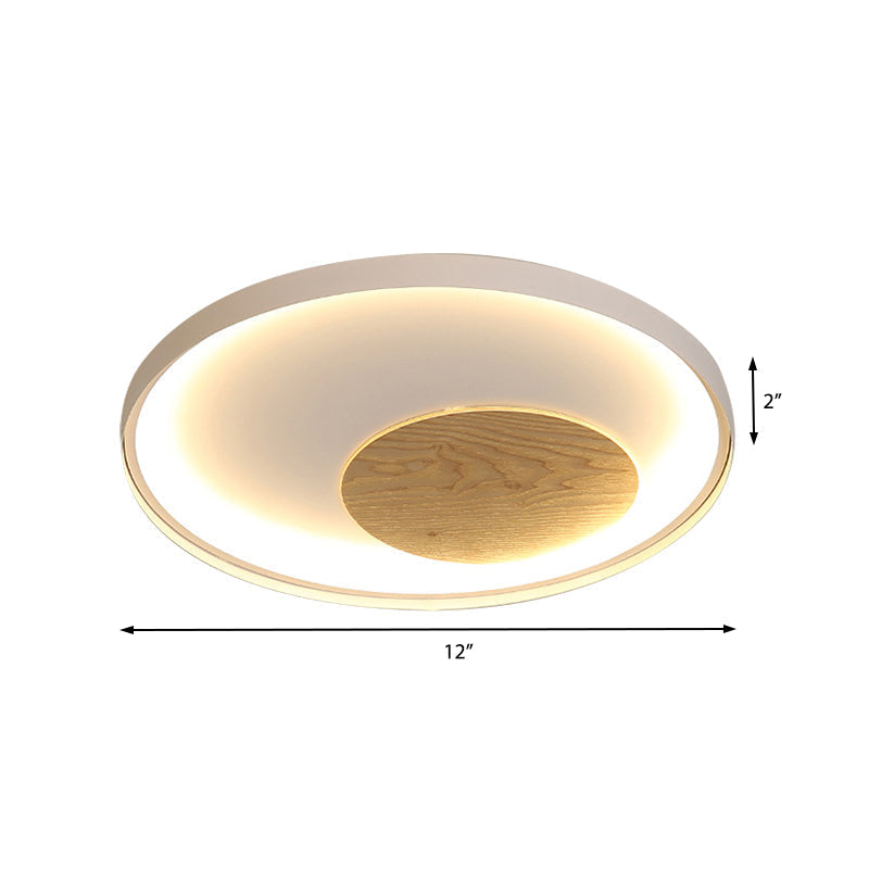 Nordic Acrylic LED Ceiling Flush Light in Black/White Wood - 12/16/19.5 Inch Wide
