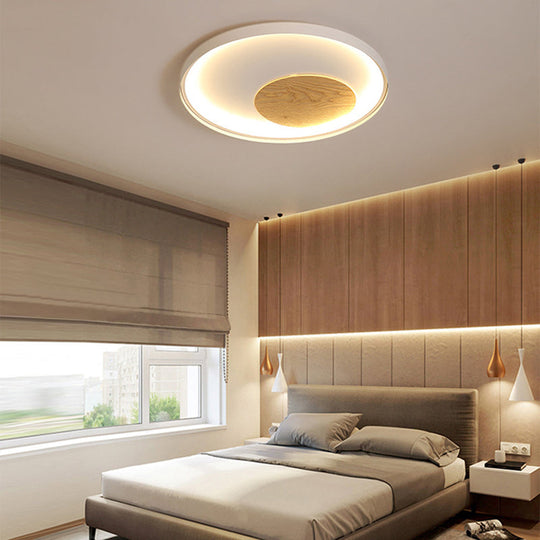 Nordic Acrylic Led Ceiling Flush Light In Black/White Wood - 12/16/19.5 Inch Wide White / 16