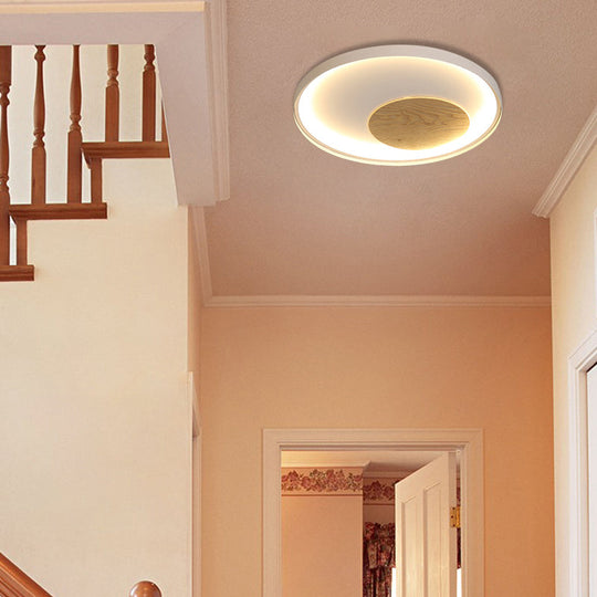 Nordic Acrylic LED Ceiling Flush Light in Black/White Wood - 12/16/19.5 Inch Wide