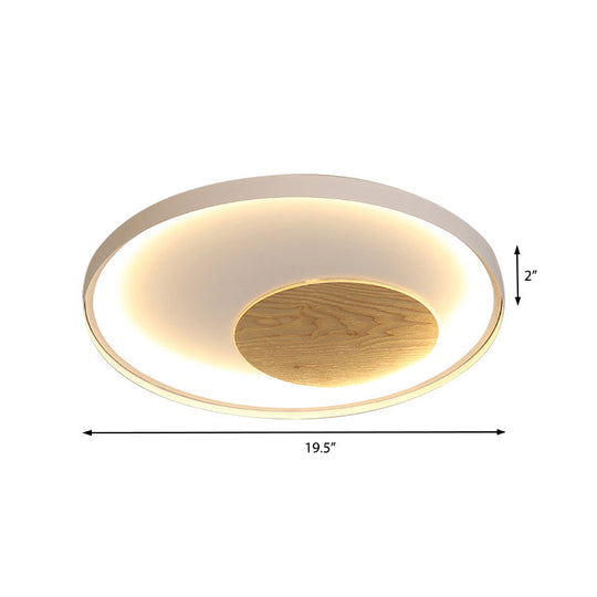 Nordic Acrylic LED Ceiling Flush Light in Black/White Wood - 12/16/19.5 Inch Wide