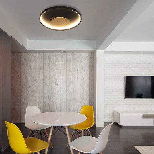 Nordic Acrylic LED Ceiling Flush Light in Black/White Wood - 12/16/19.5 Inch Wide