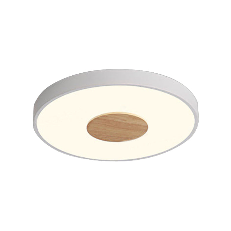 Nordic Iron Round Flush Mount Ceiling Light - 1 Head Pink/Blue/White Lighting Fixture for Bedroom - 12"/16"/19.5" Width