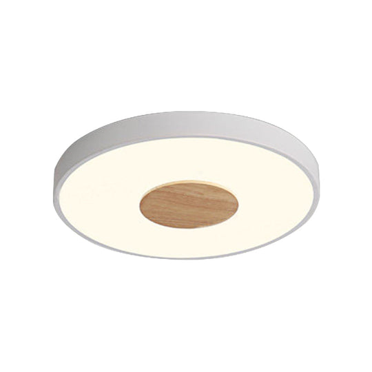 Nordic Iron Round Flush Mount Ceiling Light - 1 Head Pink/Blue/White Lighting Fixture for Bedroom - 12"/16"/19.5" Width