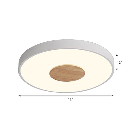 Nordic Iron Round Flush Mount Ceiling Light - 1 Head Pink/Blue/White Lighting Fixture for Bedroom - 12"/16"/19.5" Width