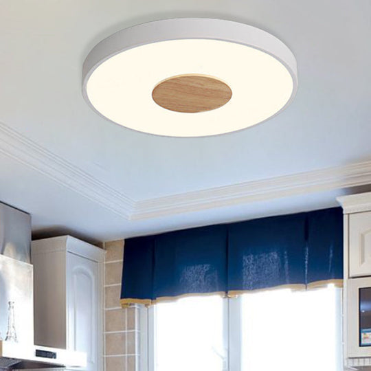 Nordic Iron Round Flush Mount Ceiling Light - 1 Head Pink/Blue/White Lighting Fixture for Bedroom - 12"/16"/19.5" Width