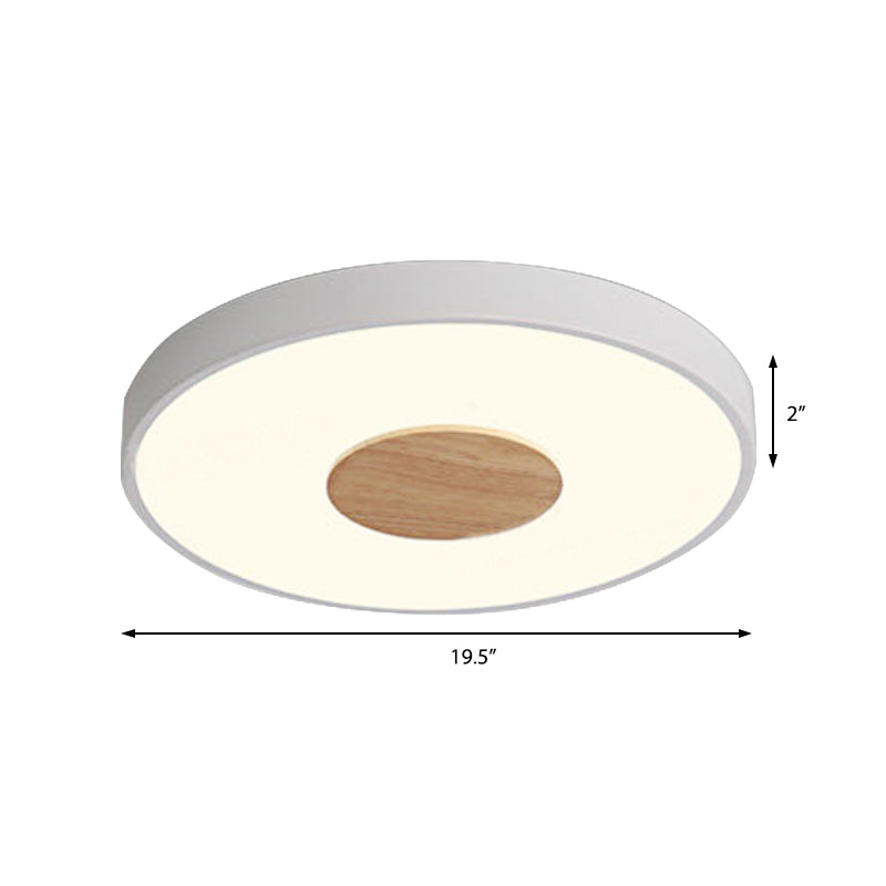 Nordic Iron Round Flush Mount Ceiling Light - 1 Head Pink/Blue/White Lighting Fixture for Bedroom - 12"/16"/19.5" Width