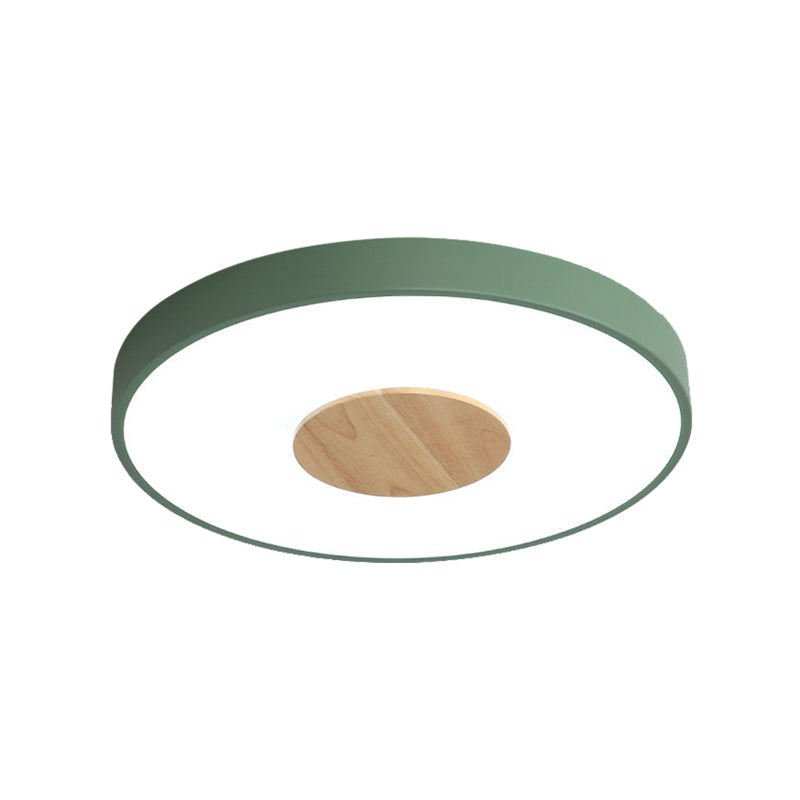 Nordic Iron Round Flush Mount Ceiling Light - 1 Head Pink/Blue/White Lighting Fixture for Bedroom - 12"/16"/19.5" Width