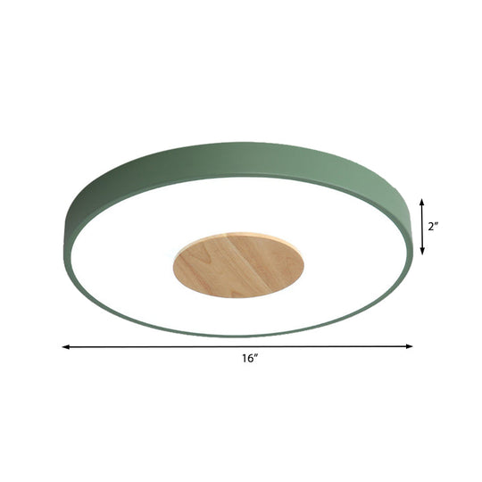 Nordic Iron Round Flush Mount Ceiling Light - 1 Head Pink/Blue/White Lighting Fixture for Bedroom - 12"/16"/19.5" Width