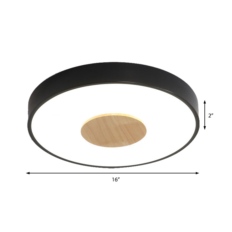 Nordic Iron Round Flush Mount Ceiling Light - 1 Head Pink/Blue/White Lighting Fixture for Bedroom - 12"/16"/19.5" Width