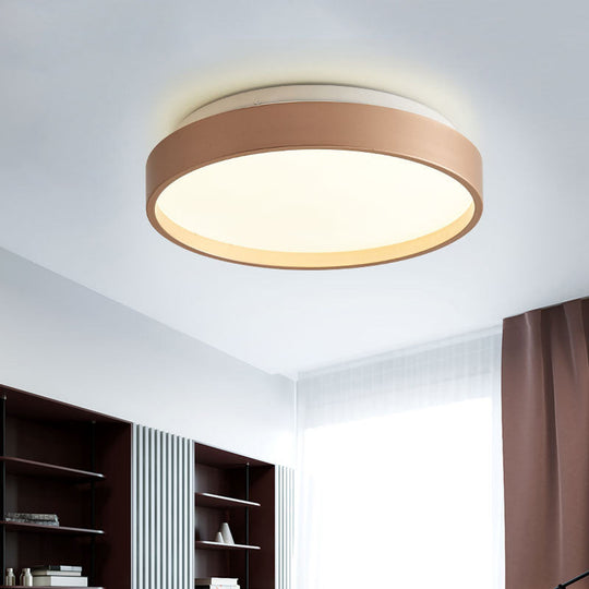 Modern Acrylic Flush Mount Ceiling Light - 12"/18" Round, Coffee Bronze/Gold/White - Indoor Use
