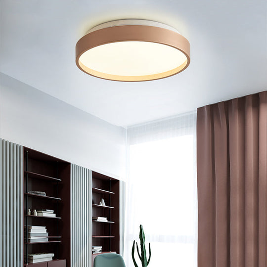 Modern Acrylic Flush Mount Ceiling Light - 12"/18" Round, Coffee Bronze/Gold/White - Indoor Use