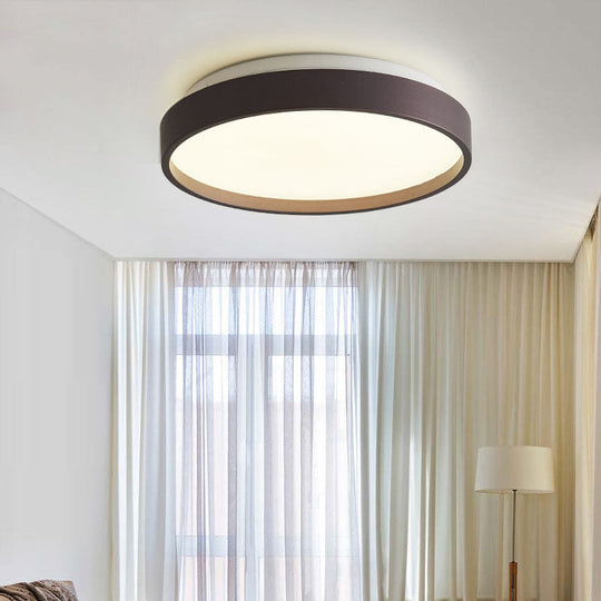 Modern Acrylic Flush Mount Ceiling Light - 12"/18" Round, Coffee Bronze/Gold/White - Indoor Use