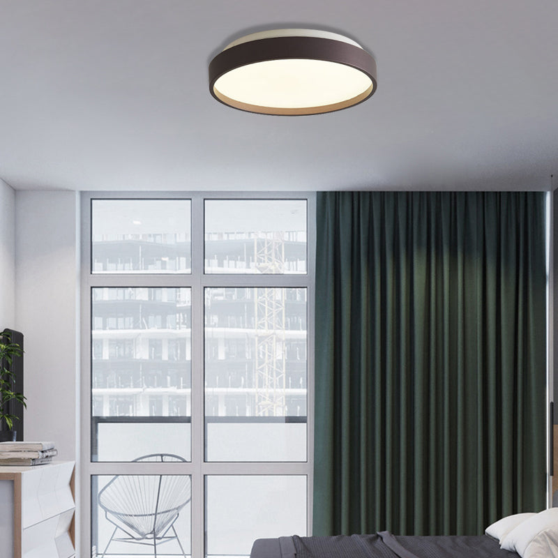 Modern Acrylic Flush Mount Ceiling Light - 12"/18" Round, Coffee Bronze/Gold/White - Indoor Use