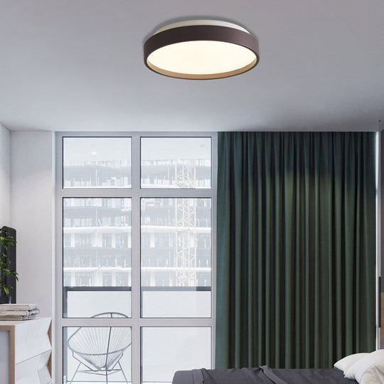 Modern Acrylic Flush Mount Ceiling Light - 12"/18" Round, Coffee Bronze/Gold/White - Indoor Use