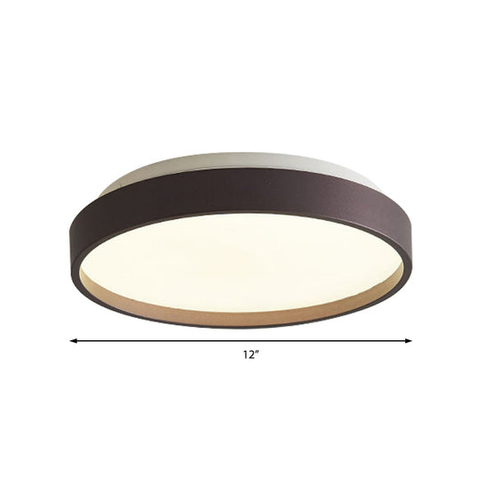 Modern Acrylic Flush Mount Ceiling Light - 12"/18" Round, Coffee Bronze/Gold/White - Indoor Use