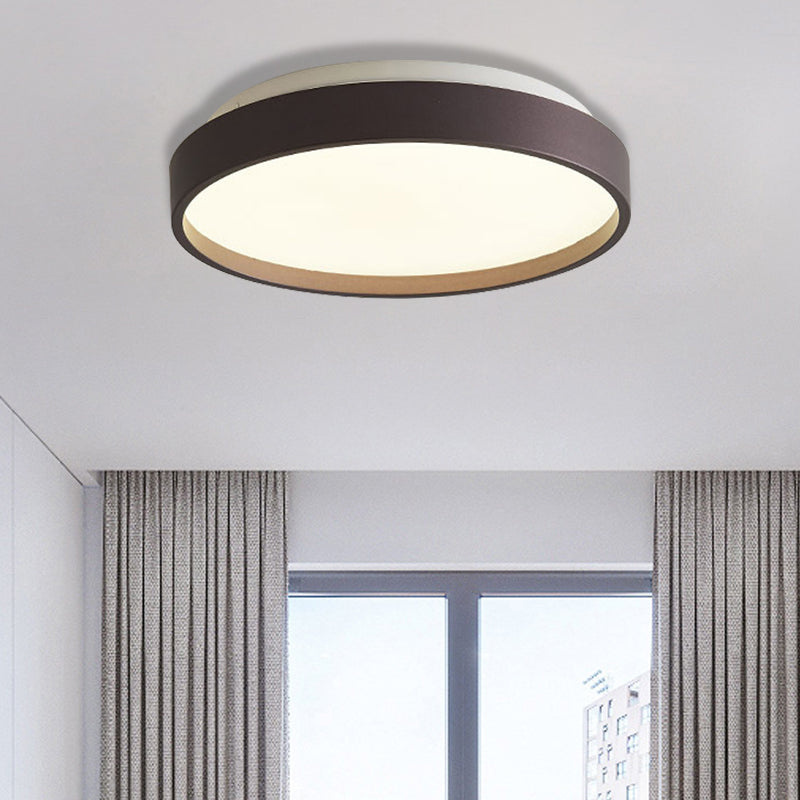 Modern Acrylic Flush Mount Ceiling Light - 12"/18" Round, Coffee Bronze/Gold/White - Indoor Use