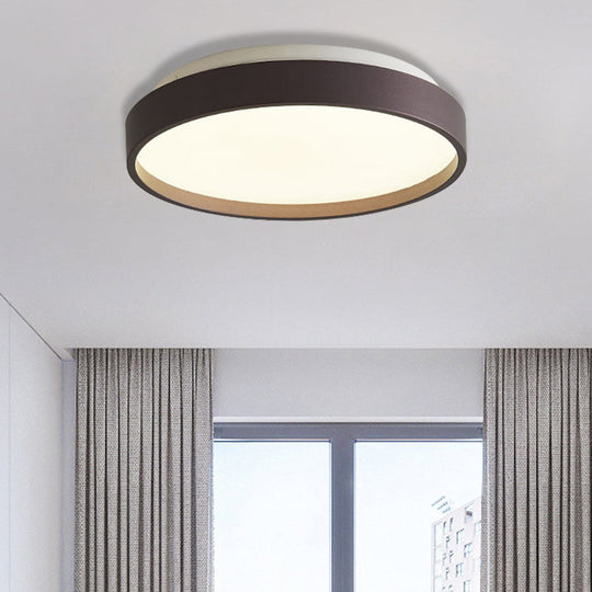 Modern Acrylic Flush Mount Ceiling Light - 12"/18" Round, Coffee Bronze/Gold/White - Indoor Use