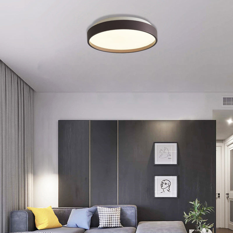 Modern Acrylic Flush Mount Ceiling Light - 12"/18" Round, Coffee Bronze/Gold/White - Indoor Use