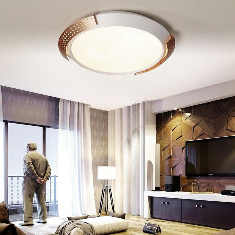 Modern Pink/Gold Hollow Metal Ceiling Fixture - 16"/19.5" Round Flush Mount Light for Bedroom