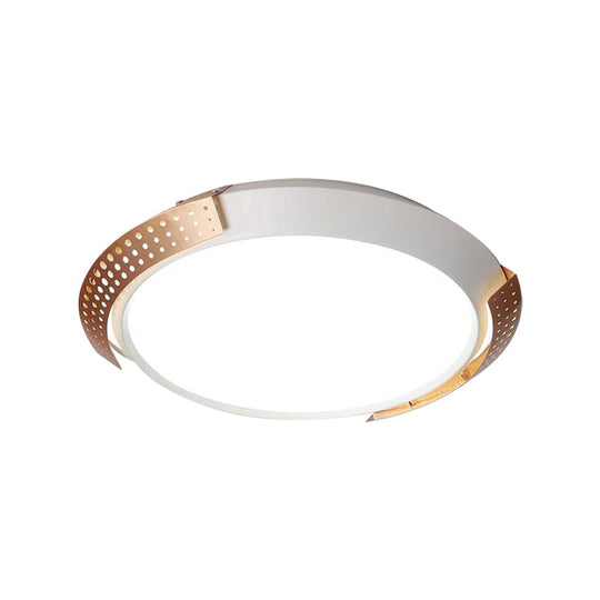 Modern Pink/Gold Hollow Metal Ceiling Fixture - 16"/19.5" Round Flush Mount Light for Bedroom