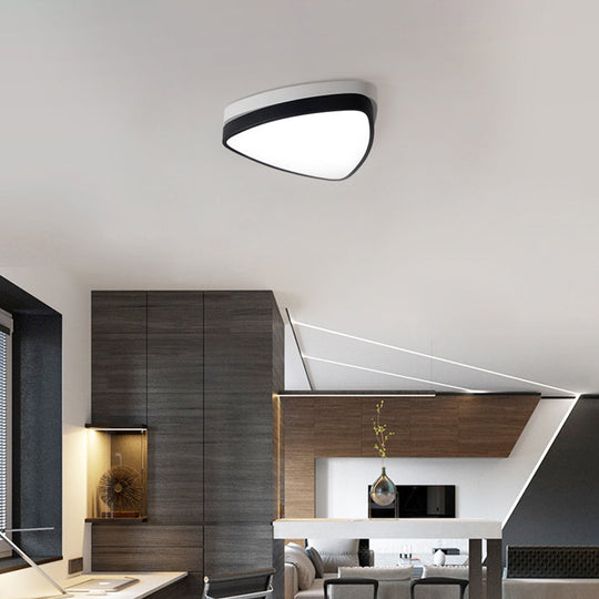 Modern Triangle Ceiling Lights in White and Black - 15"/19"/23" Sizes, Iron and Acrylic Fixture with Warm/White Lighting for the Bedroom