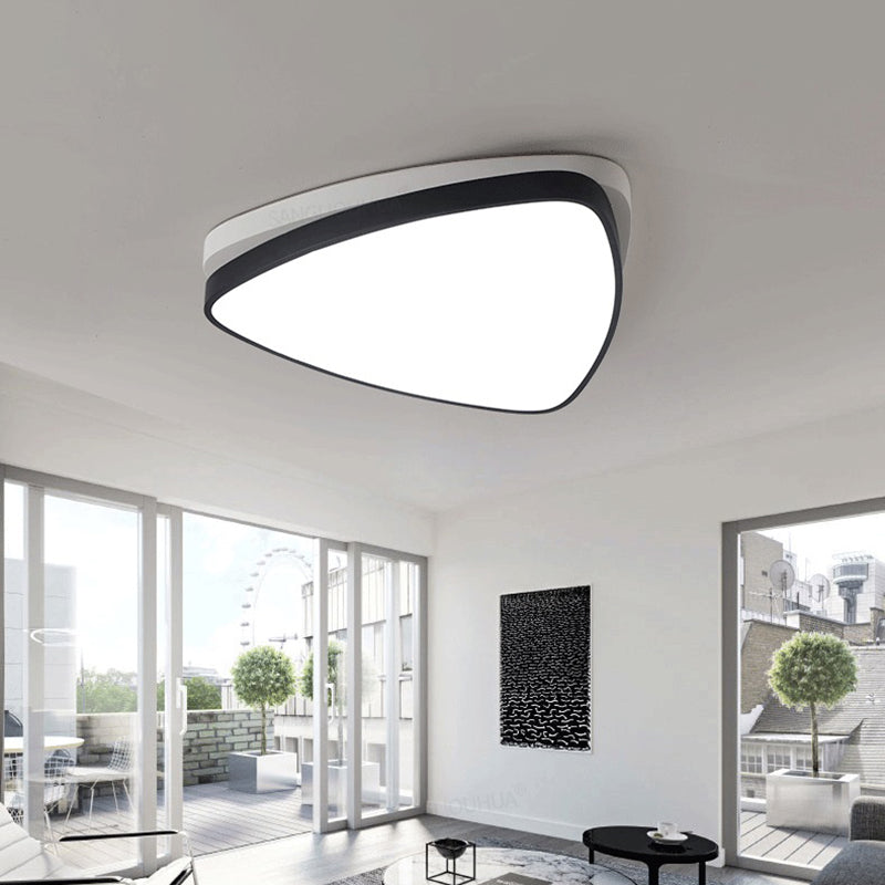 Modern Triangle Ceiling Lights in White and Black - 15"/19"/23" Sizes, Iron and Acrylic Fixture with Warm/White Lighting for the Bedroom