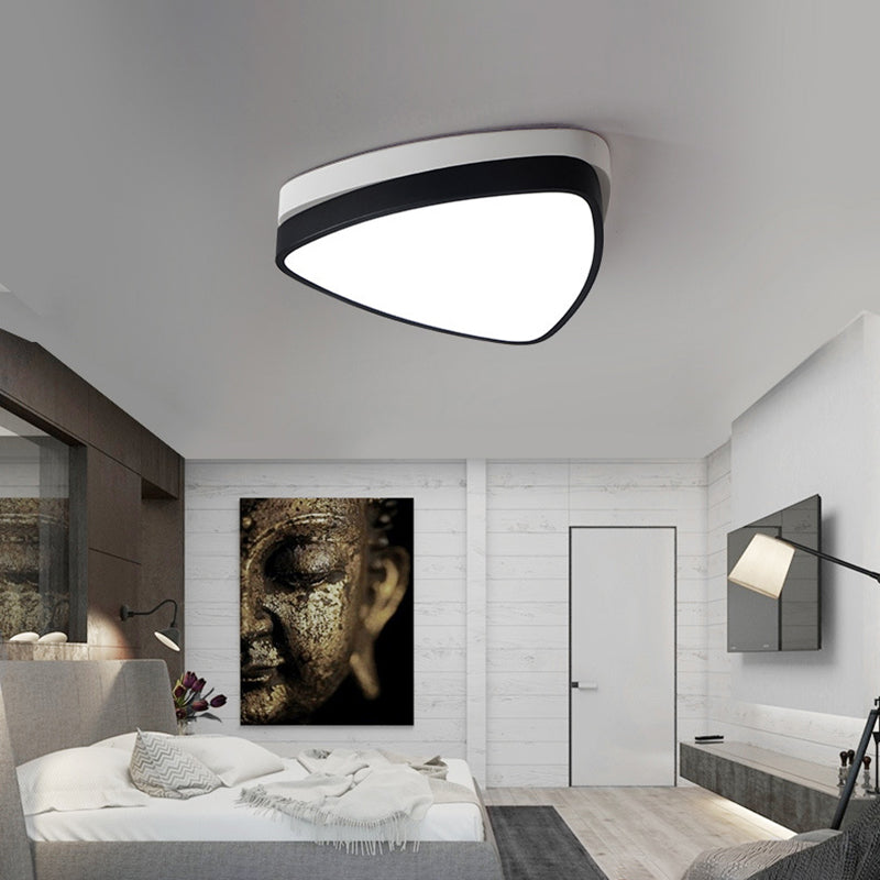 Modern Triangle Ceiling Lights in White and Black - 15"/19"/23" Sizes, Iron and Acrylic Fixture with Warm/White Lighting for the Bedroom