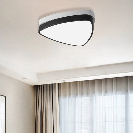 Modern Triangle Ceiling Lights in White and Black - 15"/19"/23" Sizes, Iron and Acrylic Fixture with Warm/White Lighting for the Bedroom