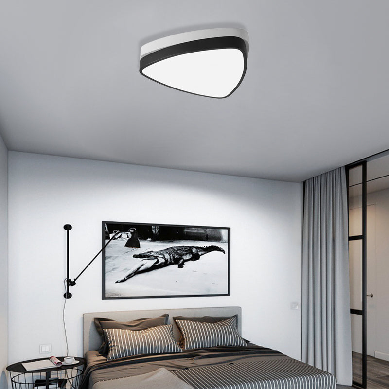Modern Triangle Ceiling Lights in White and Black - 15"/19"/23" Sizes, Iron and Acrylic Fixture with Warm/White Lighting for the Bedroom