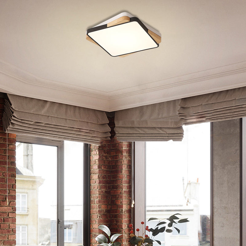 Luminaire rectangulaire contemporain en acrylique - Plafonnier encastré pour salon (16"/19,5"/35,5", noir/blanc)