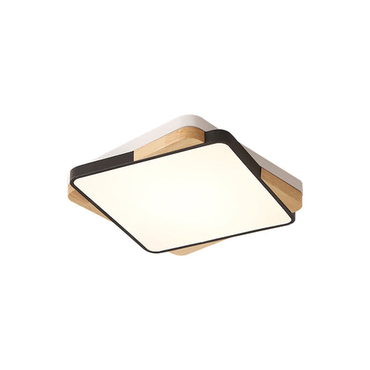 Luminaire rectangulaire contemporain en acrylique - Plafonnier encastré pour salon (16"/19,5"/35,5", noir/blanc)