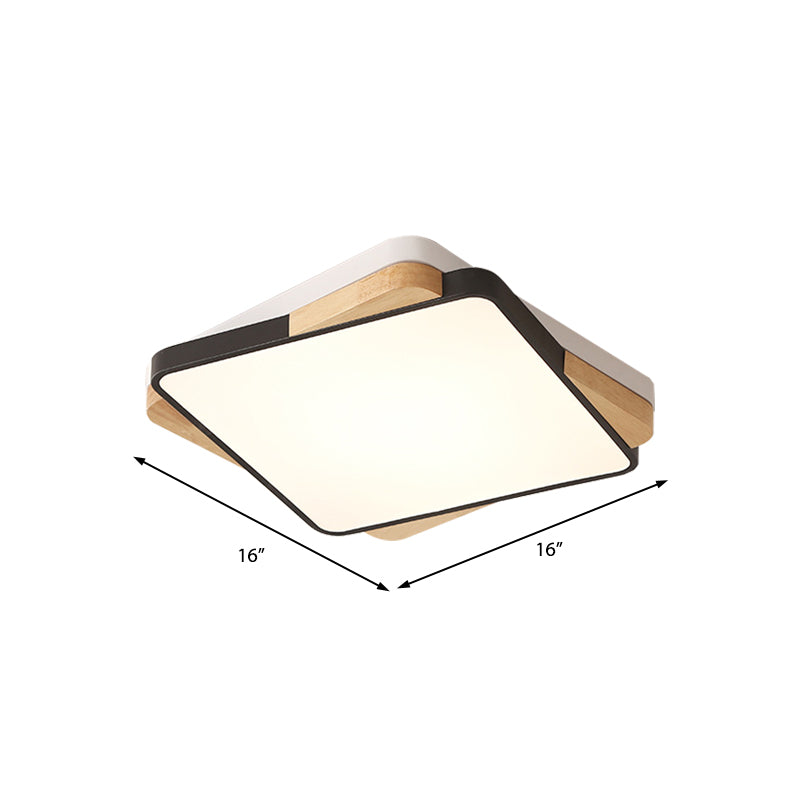 Luminaire rectangulaire contemporain en acrylique - Plafonnier encastré pour salon (16"/19,5"/35,5", noir/blanc)