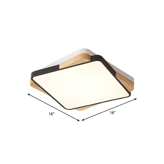 Luminaire rectangulaire contemporain en acrylique - Plafonnier encastré pour salon (16"/19,5"/35,5", noir/blanc)