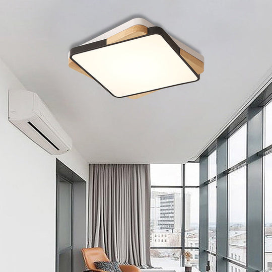 Luminaire rectangulaire contemporain en acrylique - Plafonnier encastré pour salon (16"/19,5"/35,5", noir/blanc)