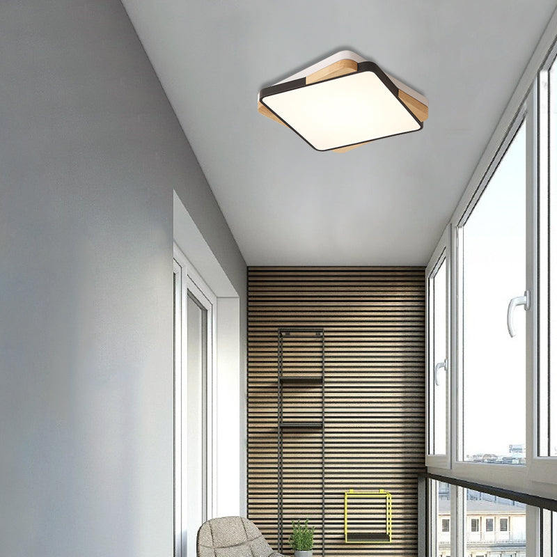 Luminaire rectangulaire contemporain en acrylique - Plafonnier encastré pour salon (16"/19,5"/35,5", noir/blanc)