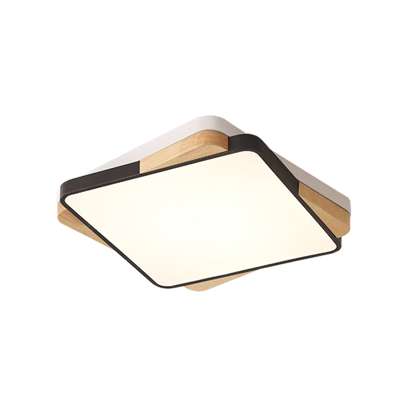 Luminaire rectangulaire contemporain en acrylique - Plafonnier encastré pour salon (16"/19,5"/35,5", noir/blanc)