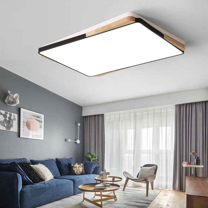 Luminaire rectangulaire contemporain en acrylique - Plafonnier encastré pour salon (16"/19,5"/35,5", noir/blanc)