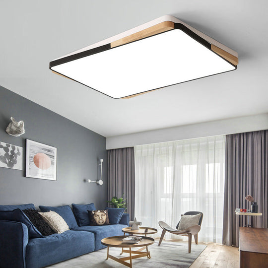 Luminaire rectangulaire contemporain en acrylique - Plafonnier encastré pour salon (16"/19,5"/35,5", noir/blanc)