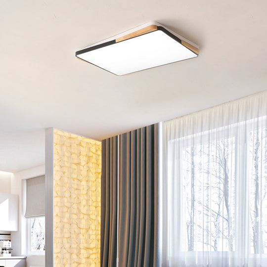 Luminaire rectangulaire contemporain en acrylique - Plafonnier encastré pour salon (16"/19,5"/35,5", noir/blanc)