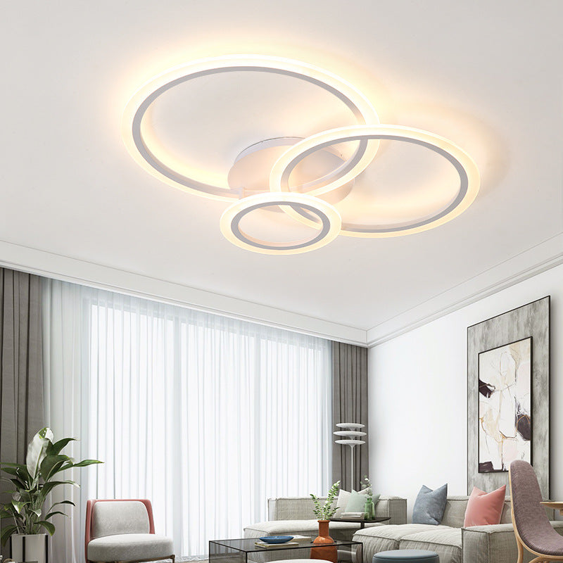 Modern Acrylic Light Ring Fixture for Bedroom Ceiling – Unique White Lighting (1/2/3 Lights, Warm/White)