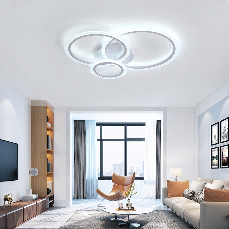 Modern Acrylic Light Ring Fixture for Bedroom Ceiling – Unique White Lighting (1/2/3 Lights, Warm/White)