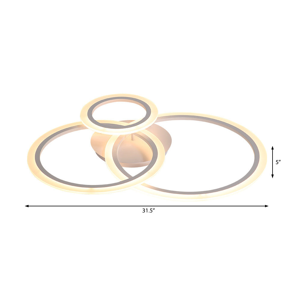 Modern Acrylic Light Ring Fixture for Bedroom Ceiling – Unique White Lighting (1/2/3 Lights, Warm/White)