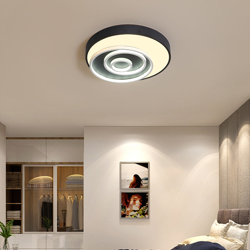 16/19.5 Multi-Ring Flush Mount Fixture In Black - Acrylic 1 Light Round Ceiling Lights With